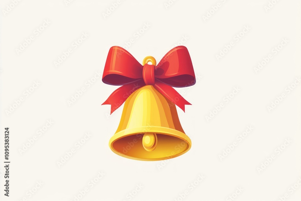 Golden Bell Adorned With A Red Bow Golden Bell Adorned With A Red Bow