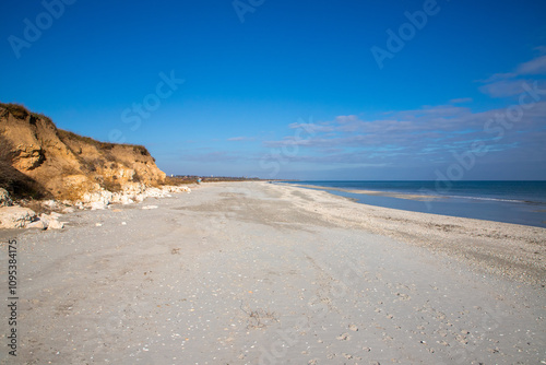 Landscape with the wild Corbu beach in Constanta County - Romania