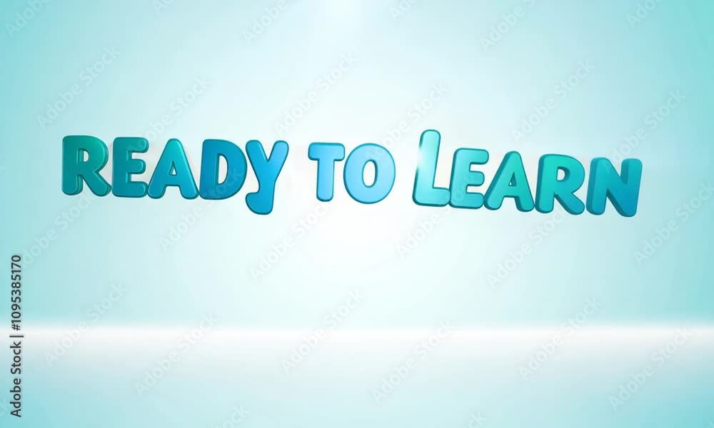 bold blue Ready to Learn text in a clean design, floating over a gradient light blue background with colorful bubbles and glowing dots, conveying education and motivation bold blue Ready to Learn text in a clean design, floating over a gradient light blue background with colorful bubbles and glowing dots, conveying education and motivation