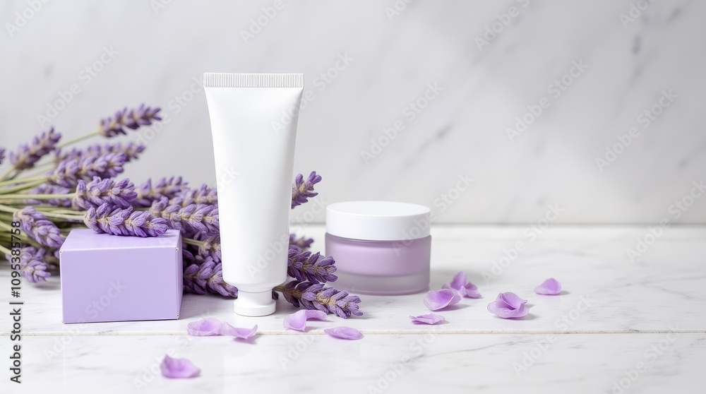 Eye-Level Product Shot: Cosmetic Tube and Cream Jar Arrangement Eye-Level Product Shot: Cosmetic Tube and Cream Jar Arrangement