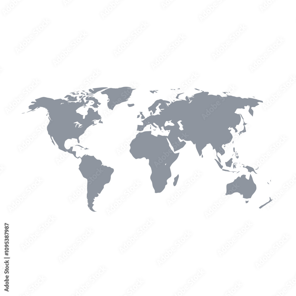 Fototapeta premium World map vector in silhouette style on an isolated white background