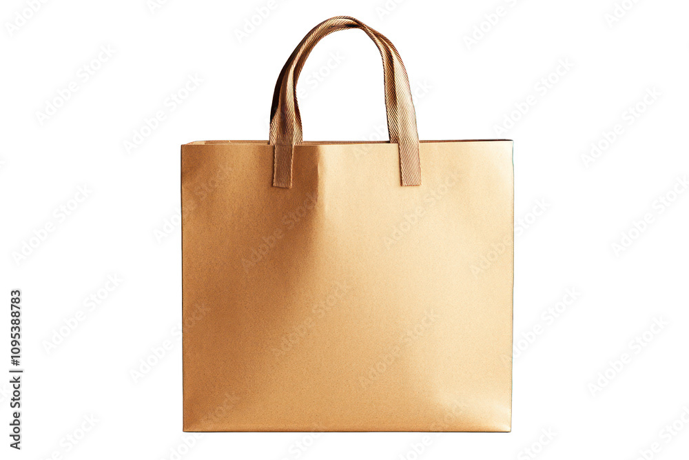 Metallic gold tote bag with fabric handles, isolated on black background. Metallic gold tote bag with fabric handles, isolated on black background.