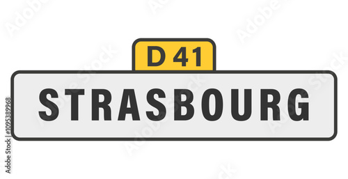 STRASBOURG, D41, panneau entrée d'agglomération, (symbolique)