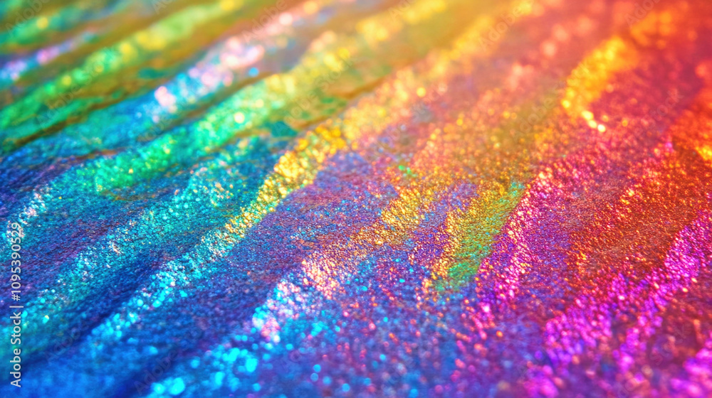 Exploring the depth of an abstract hologram with shimmering rainbow foil and vibrant colors Exploring the depth of an abstract hologram with shimmering rainbow foil and vibrant colors