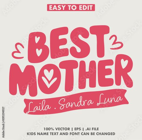 Personalized Mom Gift with Kids Names vector t-shirt design
