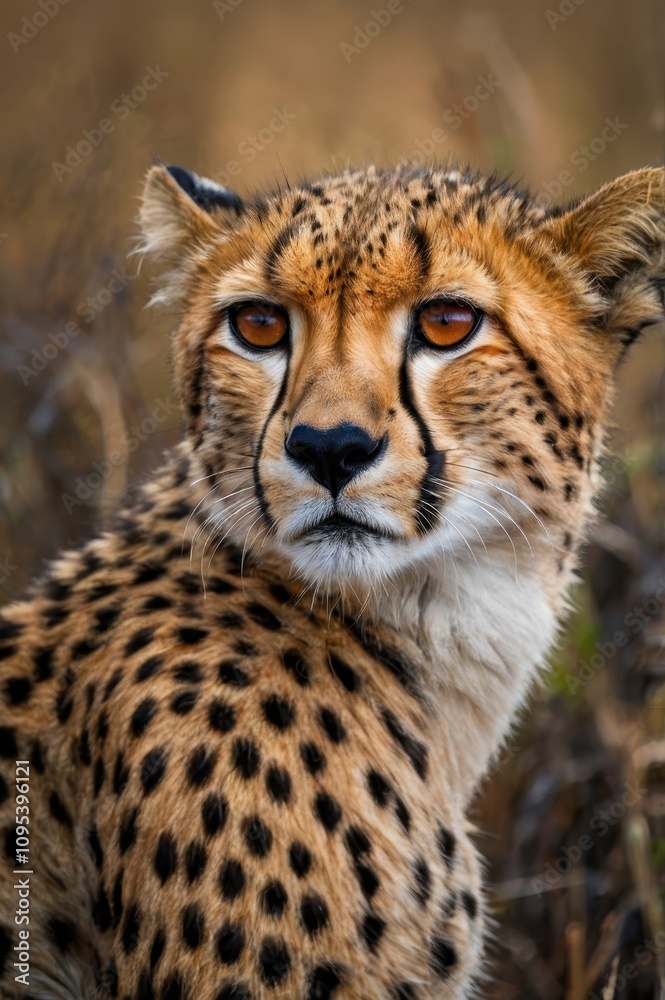 Cheetah with brown spots on its face Cheetah with brown spots on its face