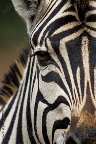 Zebra's eye is shown in detail