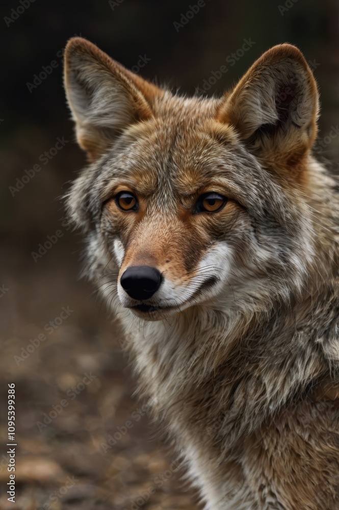 Coyote with a brown and white face Coyote with a brown and white face