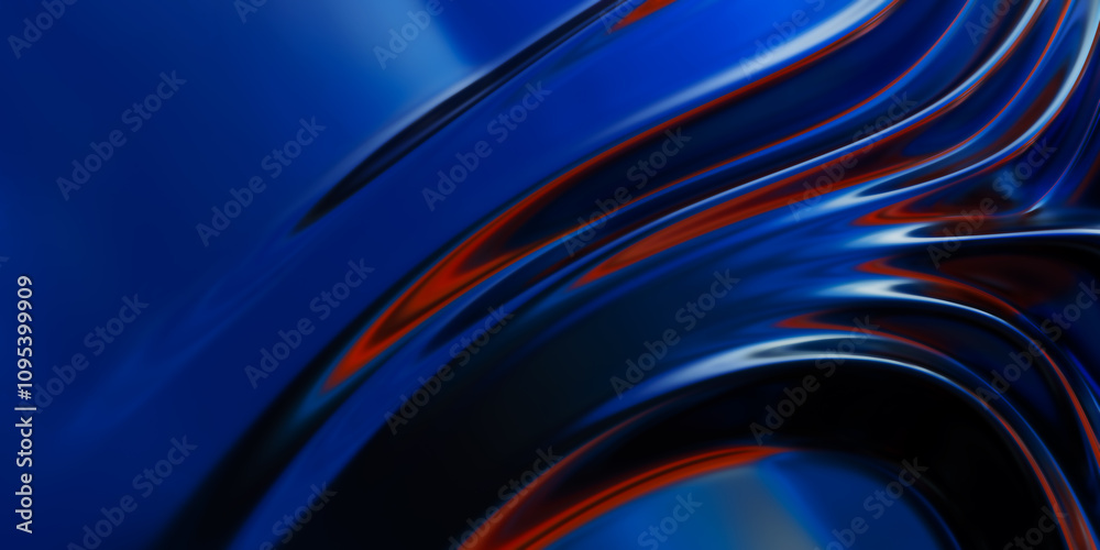 Fototapeta premium Abstract metallic soft waves, shiny iridescent liquid shapes. 3d render illustration