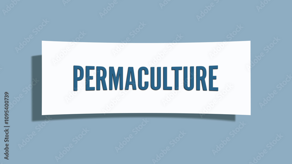 Permaculture.. A card isolated on blue background.