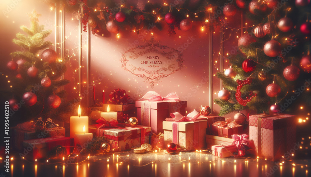 Merry Christmas Celebration with Ornaments Decoration Background Merry Christmas Celebration with Ornaments Decoration Background