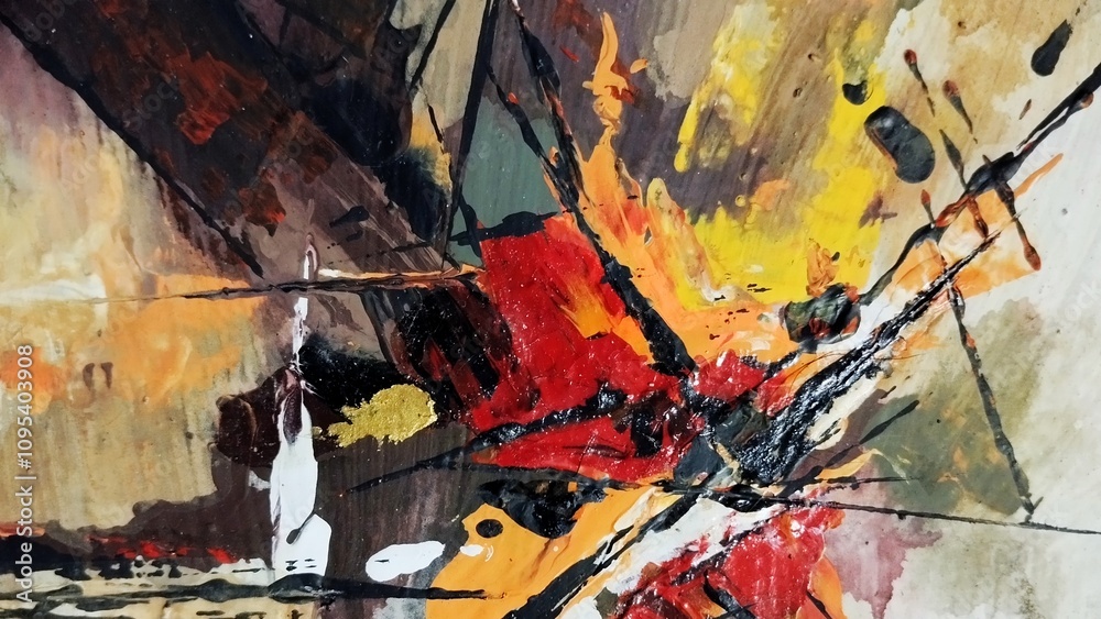 Naklejka premium Artistic contemporary brown grey dark abstract expressionism paintings composition colors 