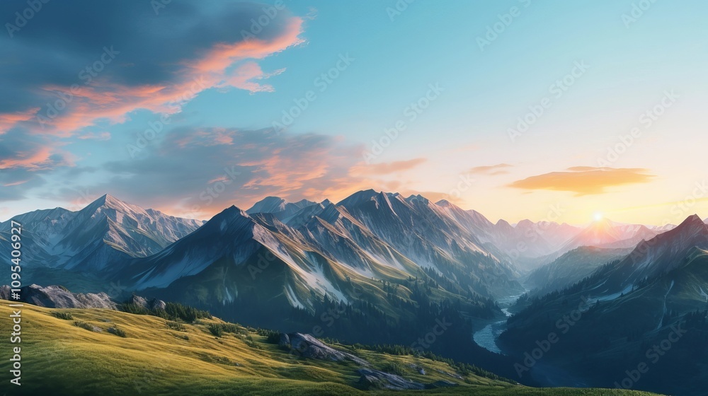 Obraz premium sunset in the mountains