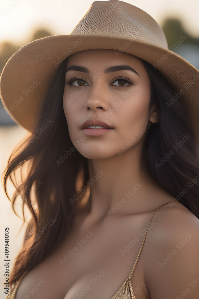 portrait of a Latina model with radiant skin texture and pronounced facial lines, dressed in gold portrait of a Latina model with radiant skin texture and pronounced facial lines, dressed in gold