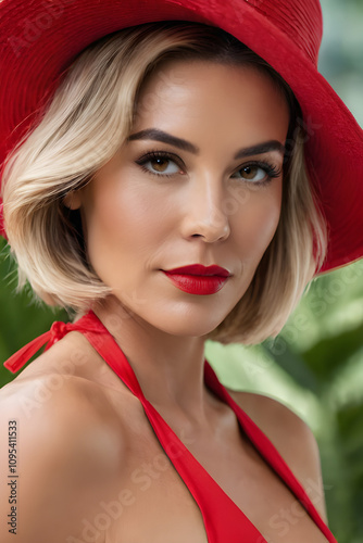 full-body portrait of an attractive model with glowing skin, deep wrinkles, and a luxurious gaze