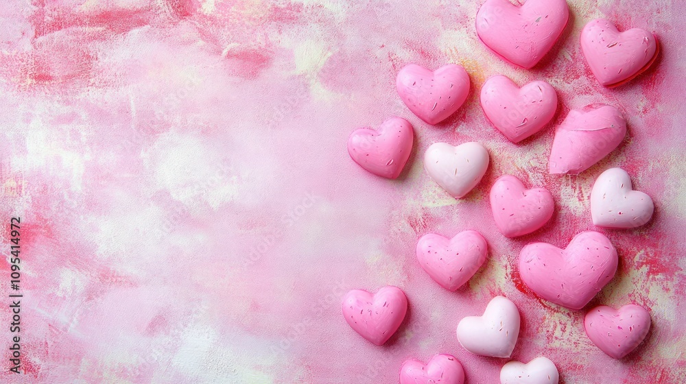 Fototapeta premium Pink and White Hearts on a Pink Background