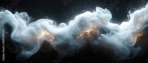 Abstract White Smoke on Black Background