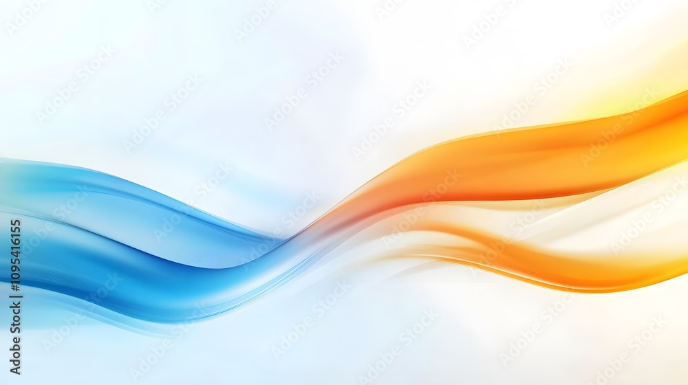 Obraz premium Abstract background with blurred speed lines in blue, orange, and yellow colors on a white background