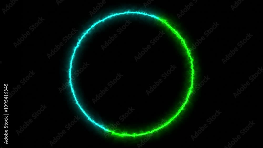 Neon Light Green and Sky blue Circle on black Background. Futuristic Template for Product Presentation. Neon Light Green and Sky blue Circle on black Background. Futuristic Template for Product Presentation.