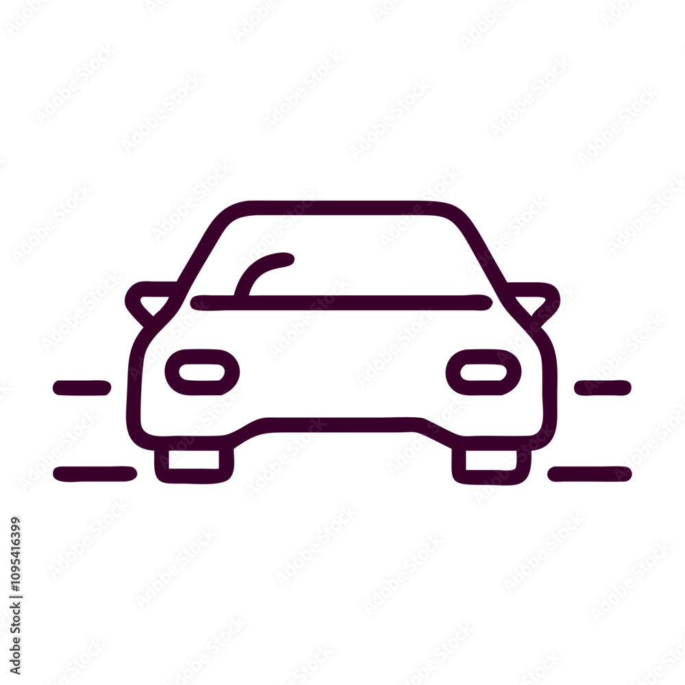 A car is shown in a line of cars, with the car in the middle of the line. The car is a white car with a black stripe. The line of cars is going in the same direction A car is shown in a line of cars, with the car in the middle of the line. The car is a white car with a black stripe. The line of cars is going in the same direction