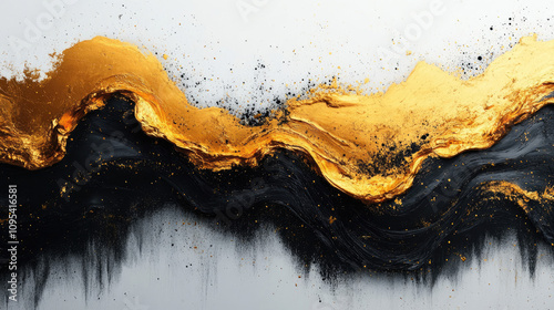 Abstract Gold and Black Ink Splash