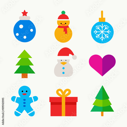 sets of Christmas Holiday winter season colorful icon set on white background