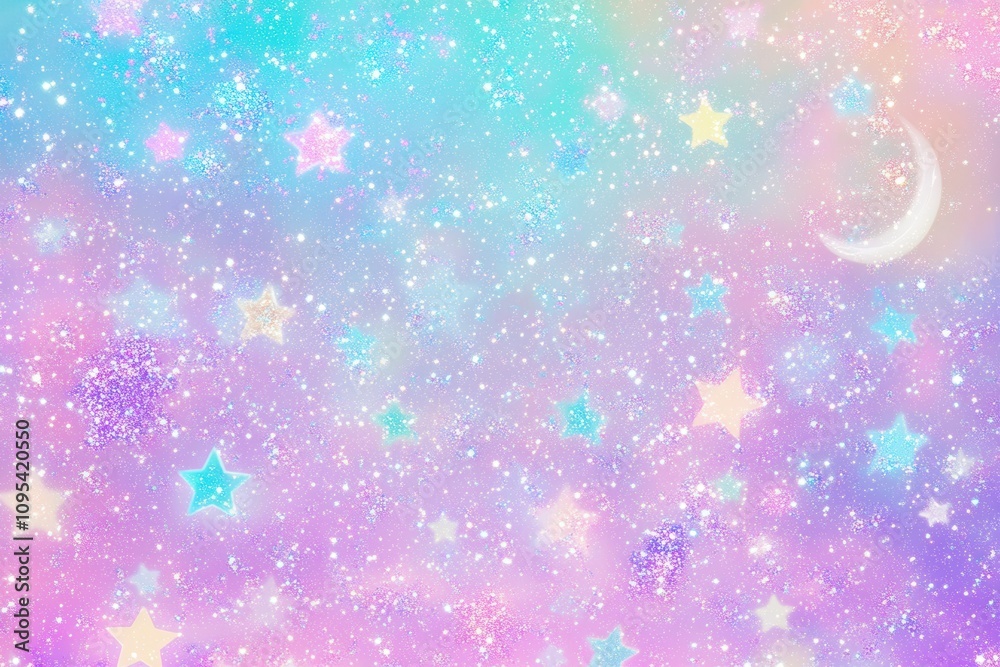 Fototapeta premium Vibrant Pastel Starry Glitter Background with Multicolor Highlights