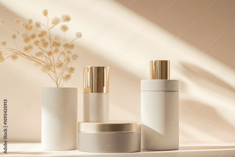 Elegant cosmetic set with golden details Elegant cosmetic set with golden details