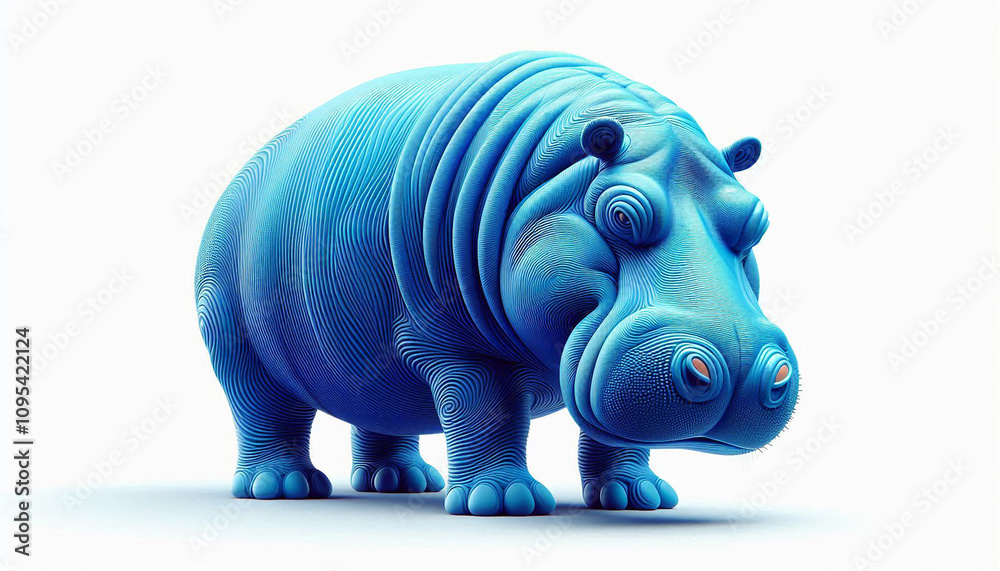hippopotamus blue 3d on white background hippopotamus blue 3d on white background