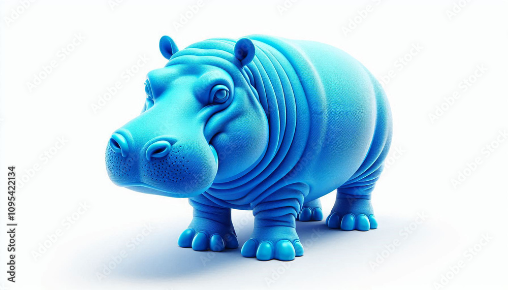 hippopotamus blue 3d on white background hippopotamus blue 3d on white background