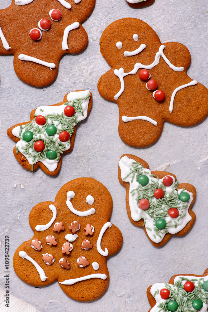 GINGERBREAD on a Christmas rustic background GINGERBREAD on a Christmas rustic background