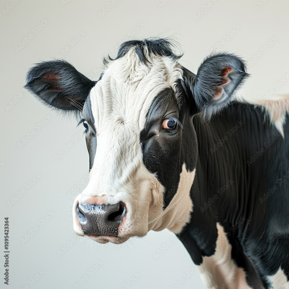 Black and white Holstein dairy cow with visible udders. Black and white Holstein dairy cow with visible udders.