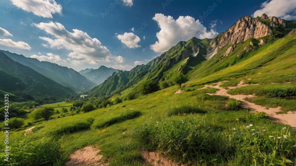 Fototapeta premium natural sunrise in the mountains background walpaper