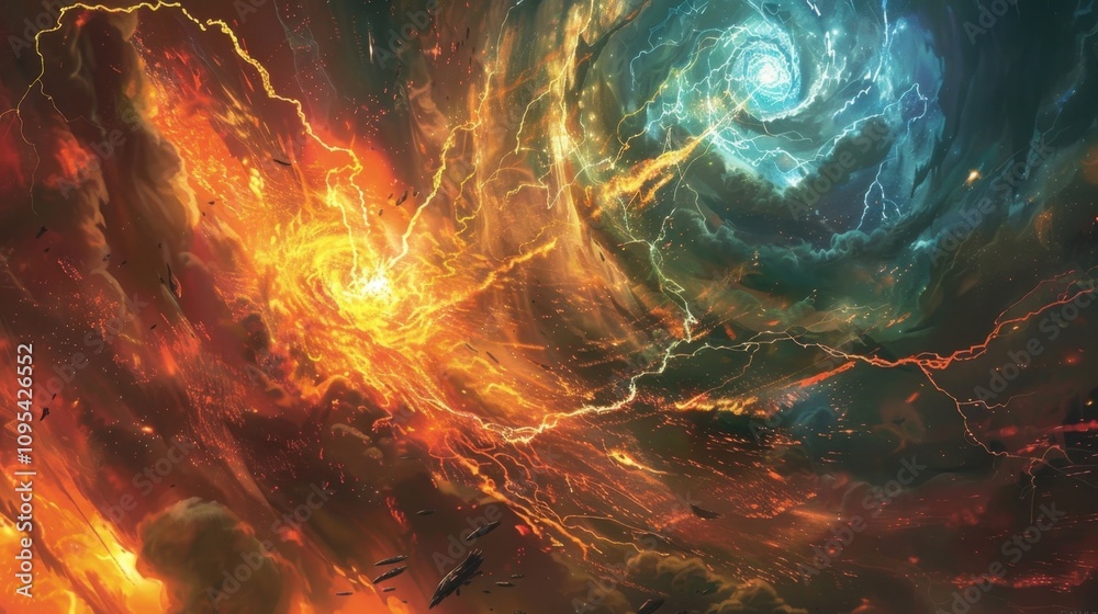 Obraz premium A pulsating cyclone of energy radiating intensity and fervor.