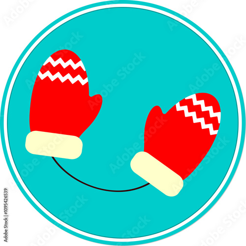 Winter mittens icon, Christmas isolated symbol, Xmas symbol on transparent background.  PNG illustration