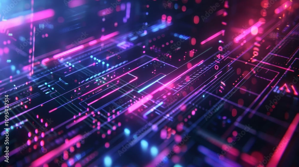 Futuristic dark abstract banner design featuring high tech elements and neon accents Futuristic dark abstract banner design featuring high tech elements and neon accents