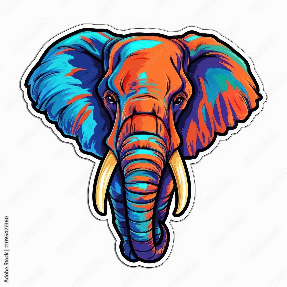 Obraz premium Digital Illustration of a Majestic Elephant Sticker Design
