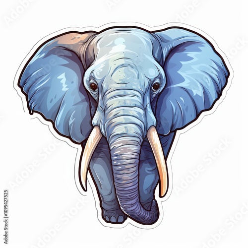 Digital Illustration of a Majestic Elephant Sticker Design photo