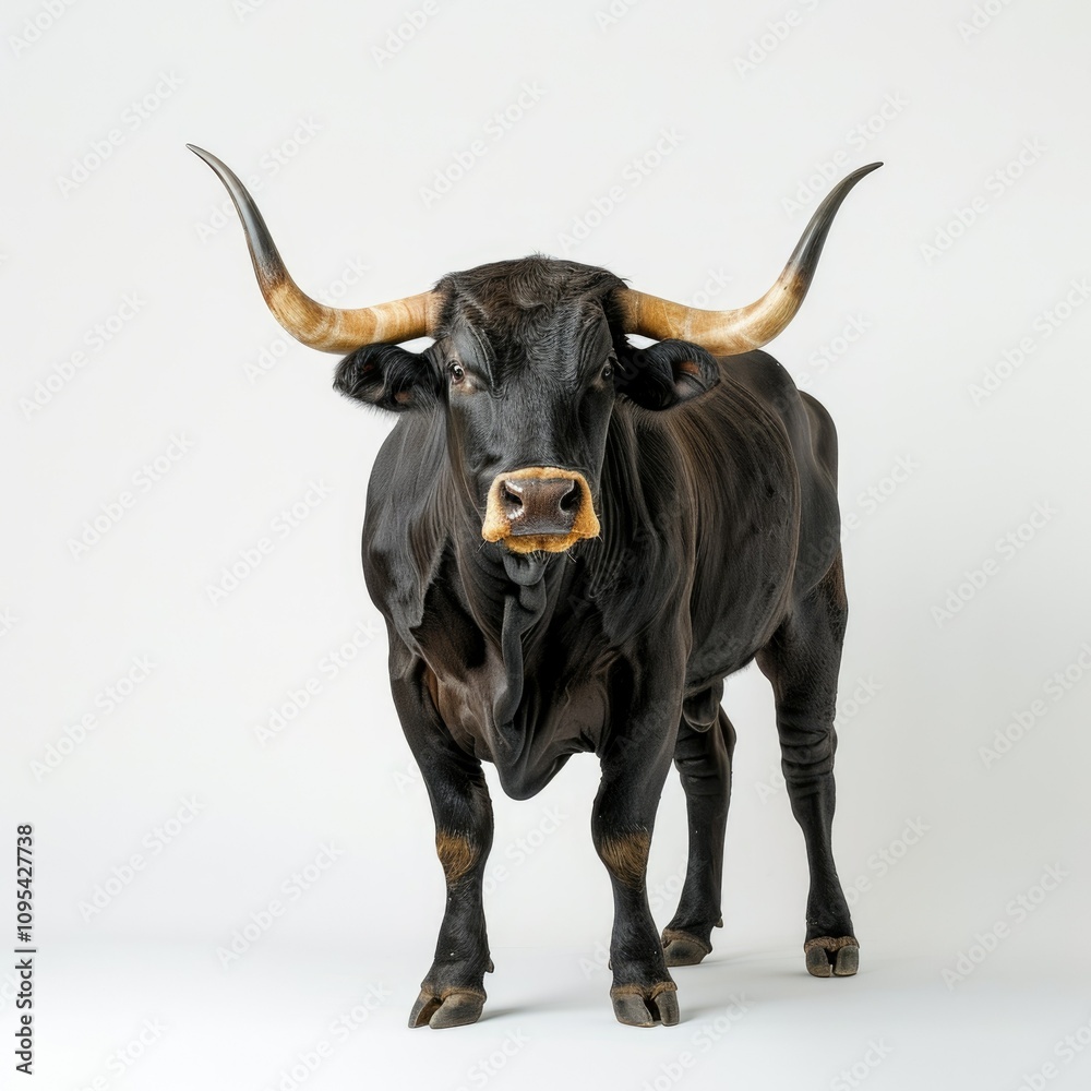 Naklejka premium long horn bull isolated on white background