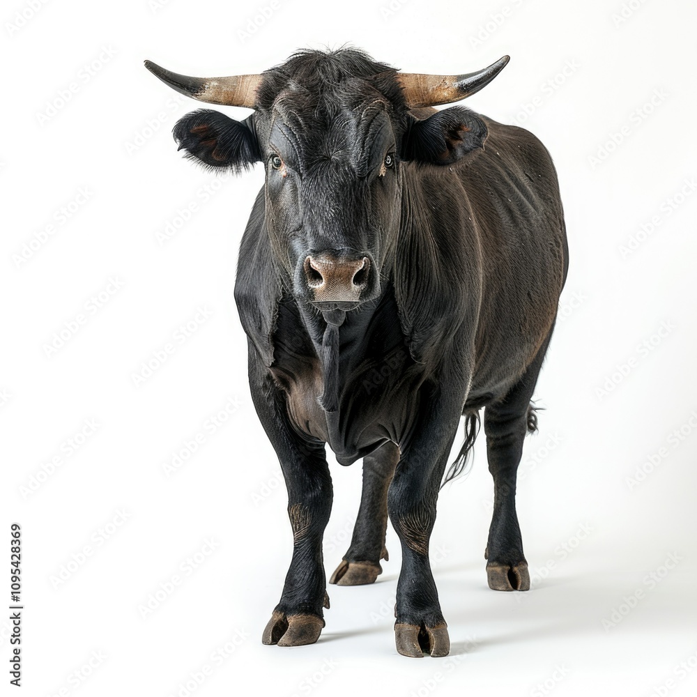 Naklejka premium Repeating image of single bull on white background.