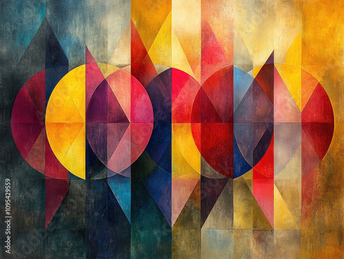 Abstract Geometric Painting with Vibrant Colors