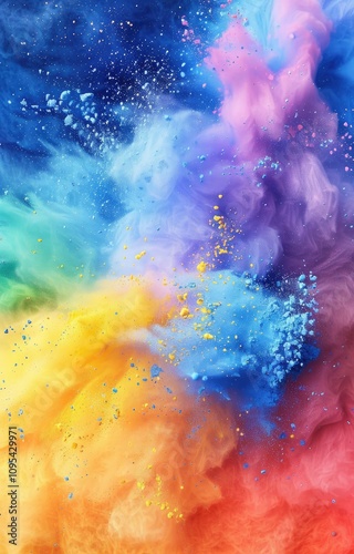 Vibrant abstract wallpaper with colorful powder splash, pastel colors. AI generated illustration.