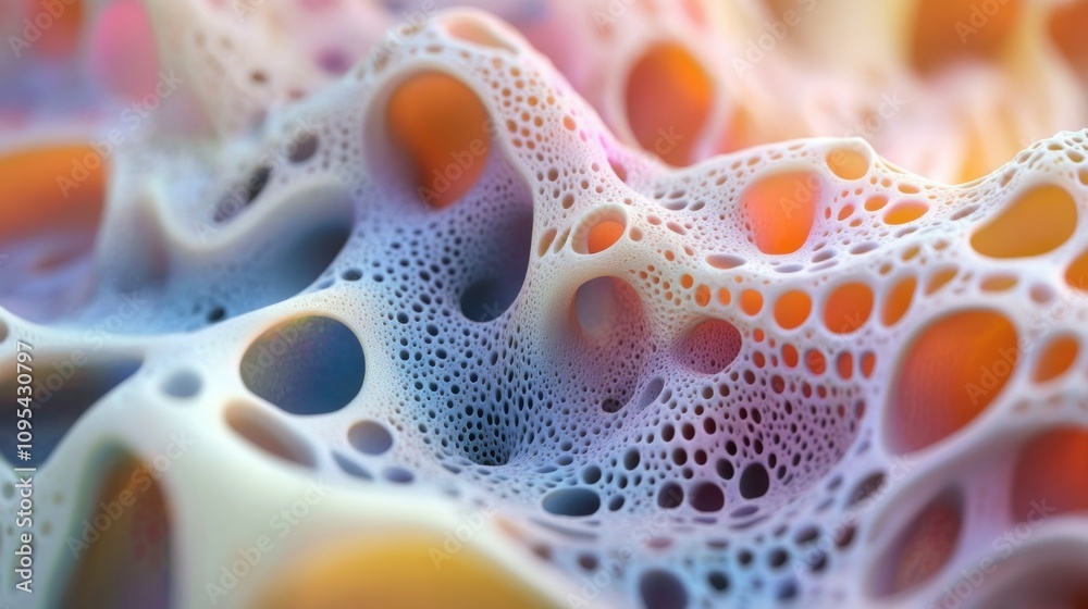 Abstract 3D Render: Cellular Structure with Pastel Hues Abstract 3D Render: Cellular Structure with Pastel Hues