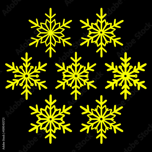 sets of Christmas Snowflake colorful icon set on white background