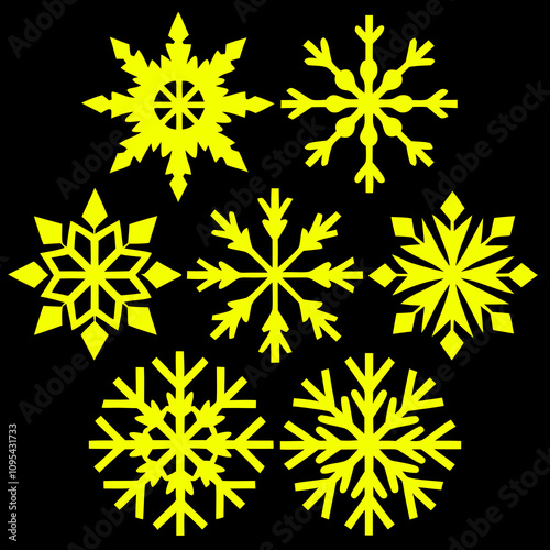 sets of Christmas Snowflake colorful icon set on white background