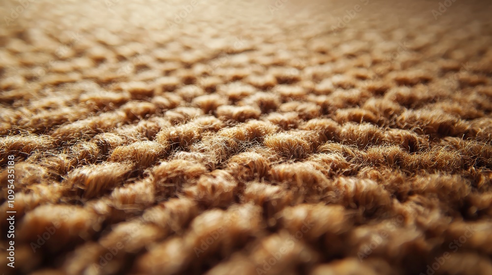 A close-up view of a brown carpet reveals a detailed weave pattern, offering a textured surface that is ideal for adding depth to a room's decor.