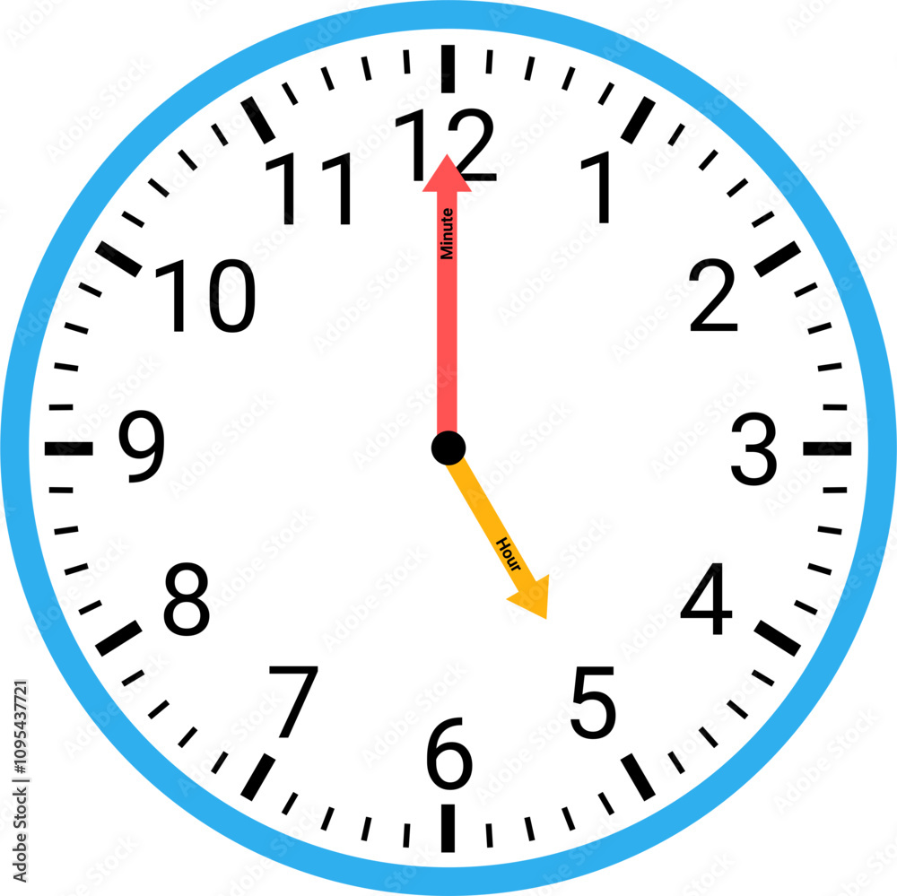 Analog clock showing time illustration Analog clock showing time illustration