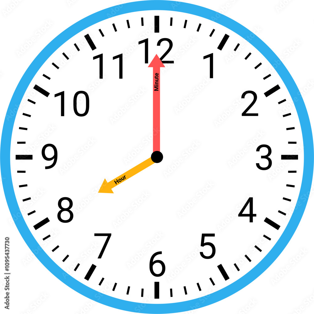 Analog clock showing time illustration Analog clock showing time illustration