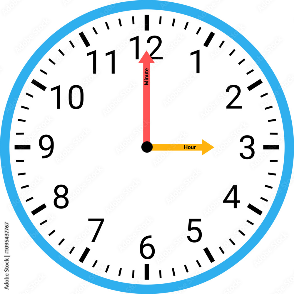 Analog clock showing time illustration Analog clock showing time illustration