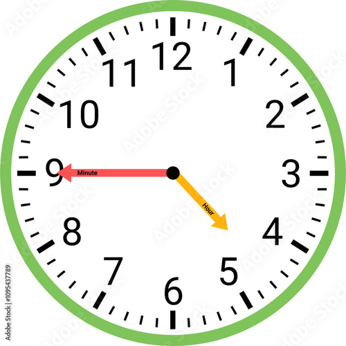 Analog clock showing time illustration 